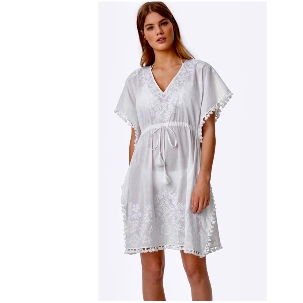 Tory Burch Georgina Beach Caftan in White.